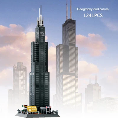 United States Chicago Willis Tower Landmark Model Set Building Block Toy 1241PCS - Image 1 of 4
