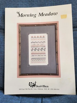 Just Nan Morning Meadow Vintage Counted Cross Stitch Sampler Pattern 1993 - Image 1 of 2