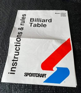 Sportcraft Billardtisch Pool Modell 27014 27041 27009 Anleitung NUR Anleitung - Bild 1 von 3