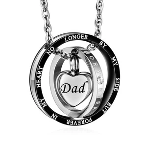 Cremation Urn Necklace for Ashes Eternal Memory Carved Keepsake Stainless Ste... - Picture 1 of 7