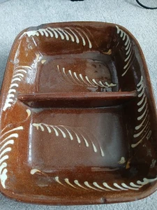 Antique Twin Compartment Slipware Dish - Picture 1 of 6