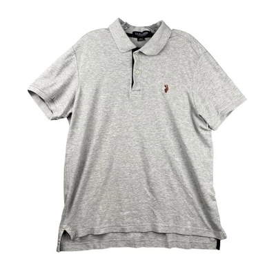 Polo Assn. dos EUA Camisa polo masculina grande sensação de luxo, cinza urze, logotipo pônei - Imagem 1 de 4