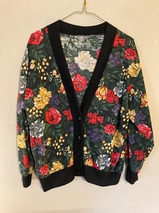 Vintage Women's Handmade Floral Print Cardigan - Size L - Picture 1 of 4