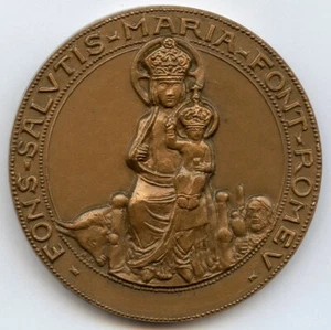 France Fons Salutis Maria Font Romeu Olympism Bronze Art Medal 50mm 69gr !!! - Picture 1 of 3