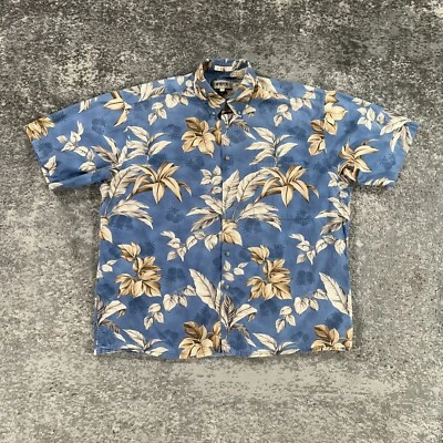 Vintage Hawaiian Shirt Mens XL Blue Floral Pineapple Print 90s Campia Moda 90s - Image 1 of 4
