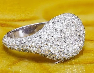Anello oro bianco 14 kt taglio tondo diamanti stile eternità micro pavè mignolo 2,00 ctw - Foto 1 di 6