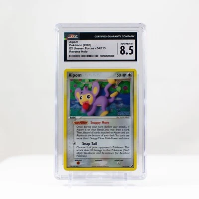 2005 Pokemon Aipom Reverse Holo EX Unseen Forces 34 - CGC NM/Mint+ 8.5 - Image 1 of 3
