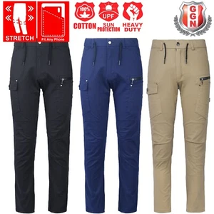 Men's Work Pants Cargo Trousers zip Pocket Tradies Pants Stretch Cotton - Picture 1 of 60