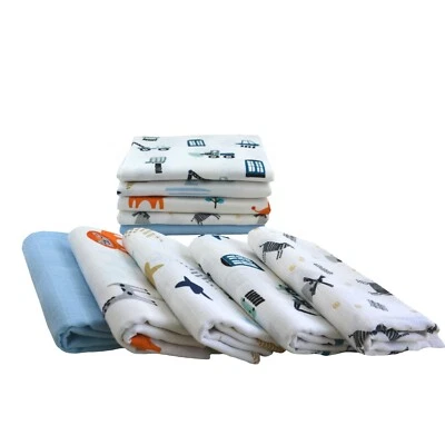 M.M.C. 10x bunt bedruckte Mulltücher Stoffwindeln Mullwindeln Spucktücher Muslin 80x70