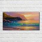 Glass Print 100X50 Painting Coast Ocean Sea Waves Nature Wall Art Home Decor