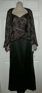 Day Mor Women's Size 16 Long Designer Dress Mauve & Black Lace Gorgeous NWT - Picture 1 of 12