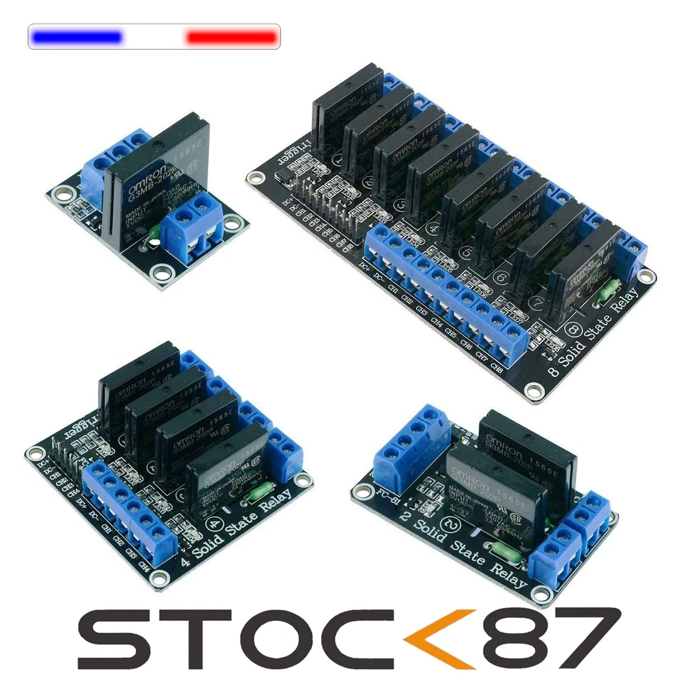 module 1 / 2 / 4 ou 8 solid state relay OMROn 5V - relais arduino ...