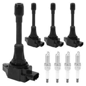 4PCS Ignition Coil & Spark Plug 22448ED000 For Nissan Altima Sentra Rogue Versa - Picture 1 of 6