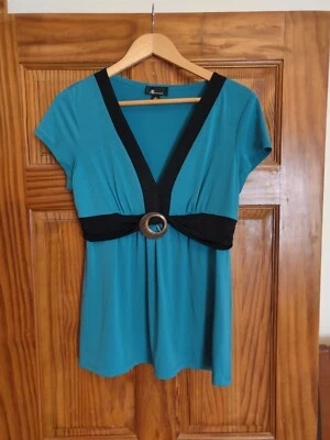 Blusa manga corta de poliéster verde AB STUDIO para mujer, talla L Foto 1 de 4