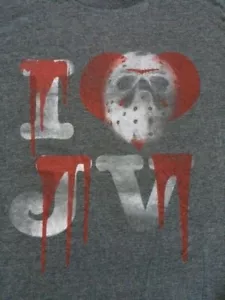 Friday the 13th I Love Jason Voorhees Gray T-shirt OOP Licensed  - Picture 1 of 2