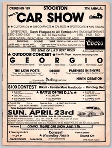 1989 Cruising 89' Stockton California Car Show Vintage Lowrider Print Ad 8x11" - Bild 1 von 2