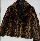 Leopard Print Faux Fur Jacket/Coat Size -M