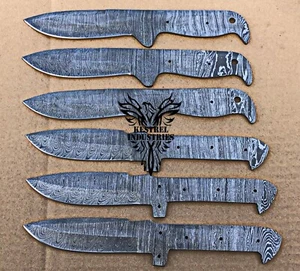 Lot of 6 Damascus Steel Blank Blade Knife For Knife Making Supplies (BB-462) - Picture 1 of 7