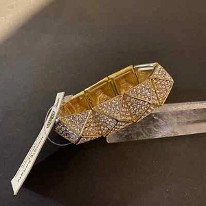 Amrita Singh Gold Enamel Stretch Statement Bracelet - Picture 1 of 6