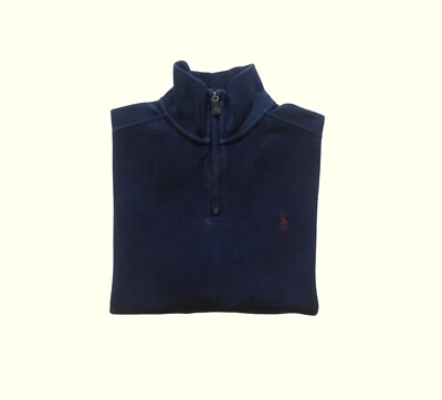 SUDADERA POLO RALPH LAUREN 1/4 CREMALLERA 100% ALGODÓN BORDADA DE COLECCIÓN Y2K AZUL MARINO TALLA M Foto 1 de 4