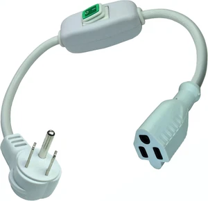 White Angled Plug Heavy Duty On/Off Switch Extension Cord,16-Awg Household Plug - Picture 1 of 11