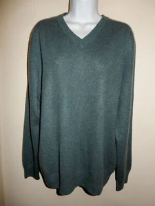 SUÉTER CUELLO EN V PARA HOMBRE LA TIENDA DE HOMBRES 100% CACHEMIRA VERDE AZULADO GRIS TINTE M/L - Imagen 1 de 11