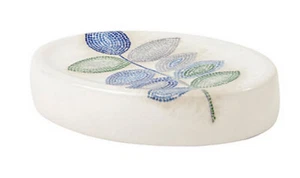 Jabonera Croscill Mosaico Hojas Cerámica Spa Azul Baño Accesorio - Imagen 1 de 12