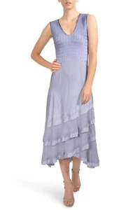 KOMAROV 154054 Women's Charmeuse & Chiffon Tiered Hem Dress Sz. Medium - Picture 1 of 2