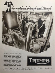 TRIUMPH ZWILLINGSMOTOR 1953 ORIGINAL B/W WERBUNG 25cm x 19cm - Bild 1 von 4