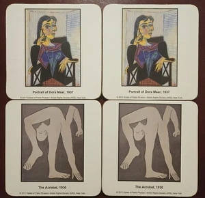Picasso 4pc Coaster Set The Acrobat Portrait Of Dora Maar - Picture 1 of 6