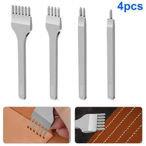 Craft Leather Punch Tools Kit Stitching Carving Working Sewing Saddle Groover - Picture 1 of 18