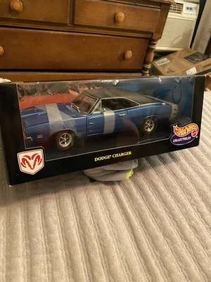 Hot Wheels Collectibles 1:18 1969 Dodge Charger – Blue – Diecast Model - Image 1 of 4