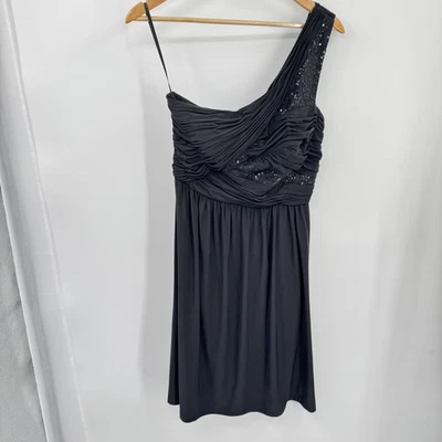 Vestido Max & Cleo Emilly para mujer 6 negro un hombro lentejuelas acanaladas cóctel fiesta Foto 1 de 4