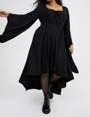 Torrid Halloween Black Witch Dress Costume Lace Up Front Size 2 2X NWT - Image 1 of 4