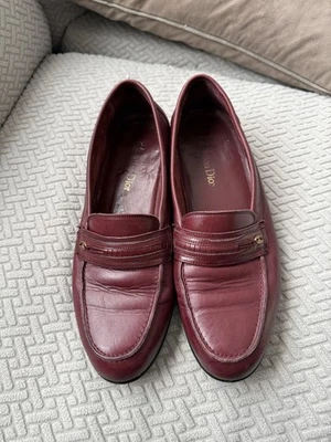 Женские винтажные красные кожаные мокасины Christian Dior размер 7 сделаны в Италии - Изображение 1 из 4