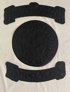 Harley Davidson black Embroidery 30.5cm iron on embroidered set   - Picture 1 of 2