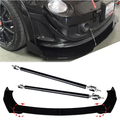 For Fiat 500 Front Bumper Lip Spoiler Splitter Body Kit+Strut Rods - Imagem 1 de 4