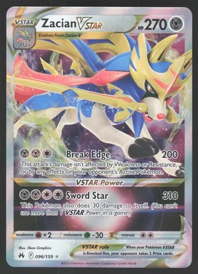 Zacian VSTAR 096/159 Ultra Rare Pokemon TCG Crown Zenith NM - Image 1 of 2