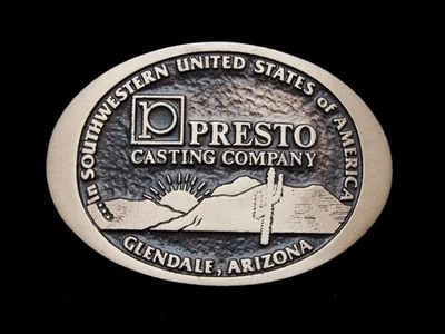 KF27139 GRAN DÉCADA DE 1990 **PRESTO CASTING COMPANY** HEBILLA DE BRONCE MACIZO GLENDALE AZ Foto 1 de 2
