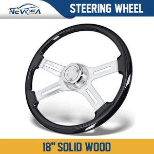 Volante clásico de madera maciza de 18" de 4 radios para Mack Kenworth Peterbilt - Imagen 1 de 39