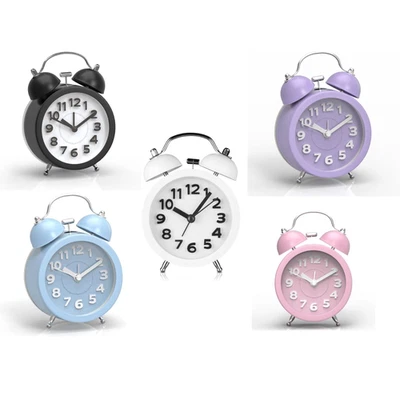 Small Bedside Clock Silent Analogue Childrens Kids First No Tick Student Battery - Image 1 of 4