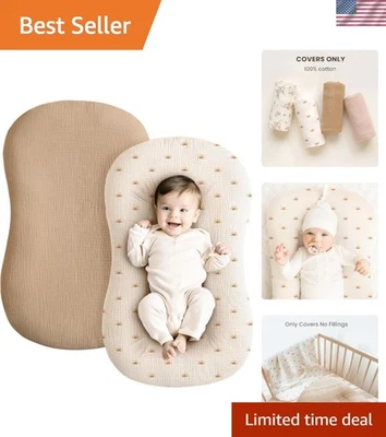 Muslin Baby Lounger Cover 2 Pack, 100% Cotton Newborn Lounger Cover, Soft and... - Image 1 of 4