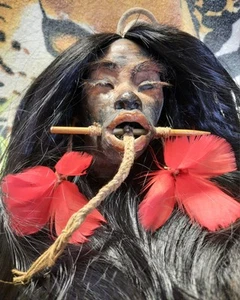 CALIDAD MUSEO ENCOGIDO, RÉPLICA CABEZA FEMENINA, JIVARO, BRUHAW, VUDÚ, HOODOO - Imagen 1 de 12