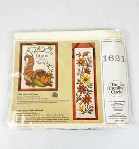 Vintage NEW Thanksgiving 1621 HORN OF PLENTY Cross Stitch Kit 12X16 Thankful - Picture 1 of 4