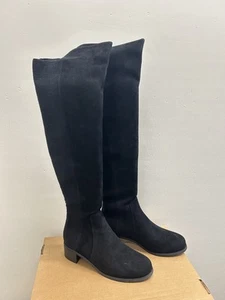 Stuart Weitzman Keelan City Suede Micro-Stretch Overknee Stiefel Schwarz 39 EU 9 US - Bild 1 von 9