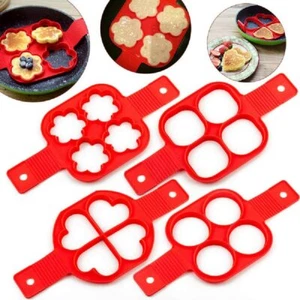 4 Holes Silicone different Mold Pancake Maker Nonstick Egg Ring Maker - Picture 1 of 12