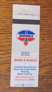 CUBIERTA BAUER'S STANDARD GASOLINERA MATCHBOOK: CHICAGO, ILLINOIS MATCHCOVER -B22 - Imagen 1 de 2