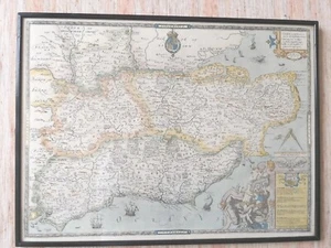 Saxton's Map of Kent, Surrey, Middlesex & Sussex Framed VGC Later Edition/Print? - Picture 1 of 11