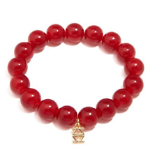Glass Bead Stretch Bracelet - Red