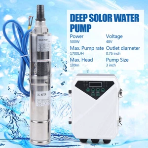 Neu 24/48V DC Solar Wasserpumpe Tauch Tiefbrunnenpumpe Garten Bewässerungsset - Bild 1 von 56